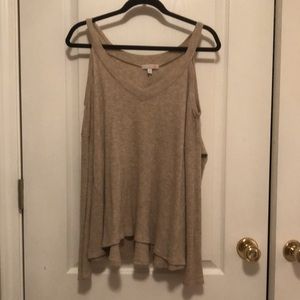 GB GIANNI BINI - Taupe Cold Shoulder Knit Sweater